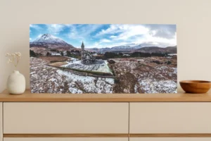 Snow Capped Mount Errigal Overlooking Dunlewey Church